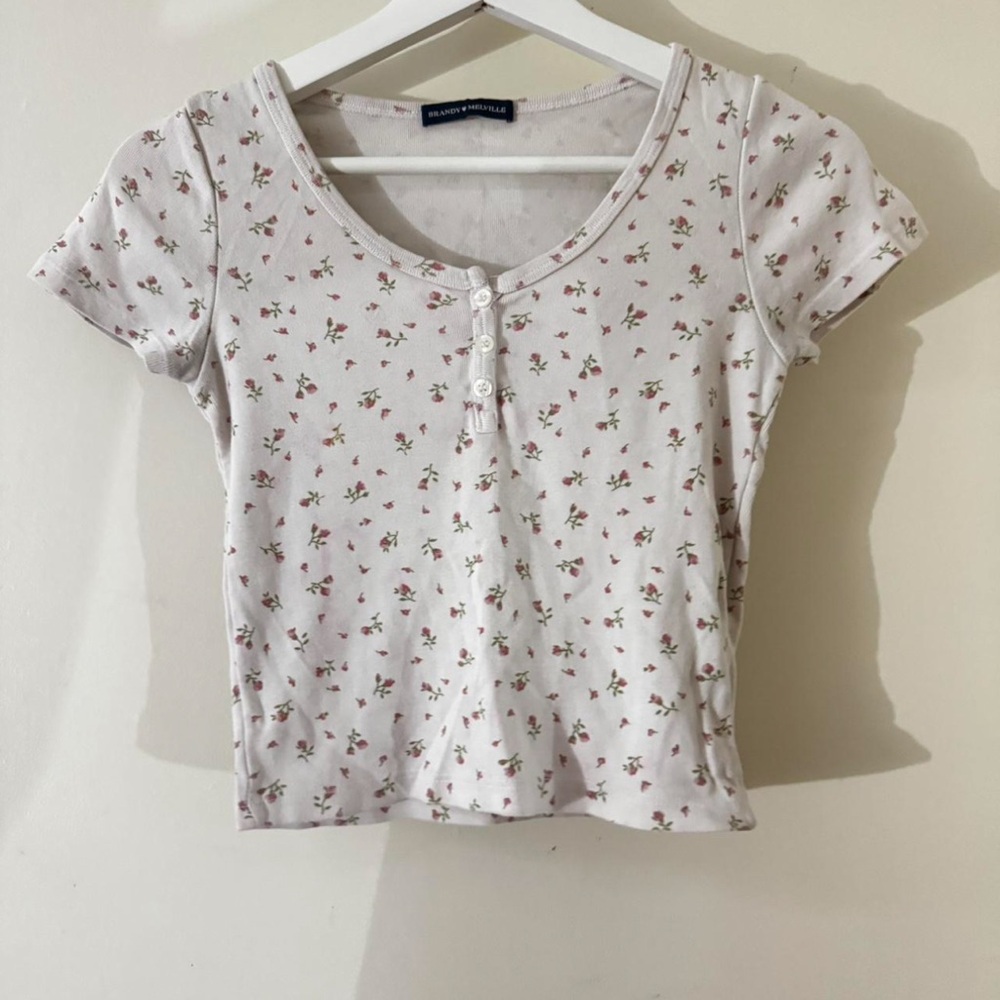 Brandy Melville White Fitted Crop T-Shirt